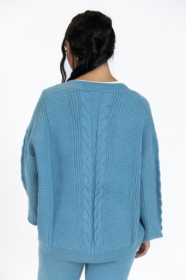 Real Karma Blue Cable Knit Cardigan