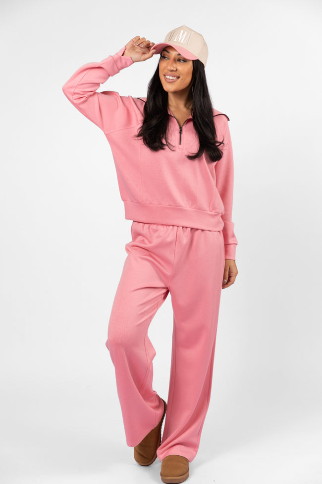 Let's Just Stay Pink Knit Wide Leg Pants