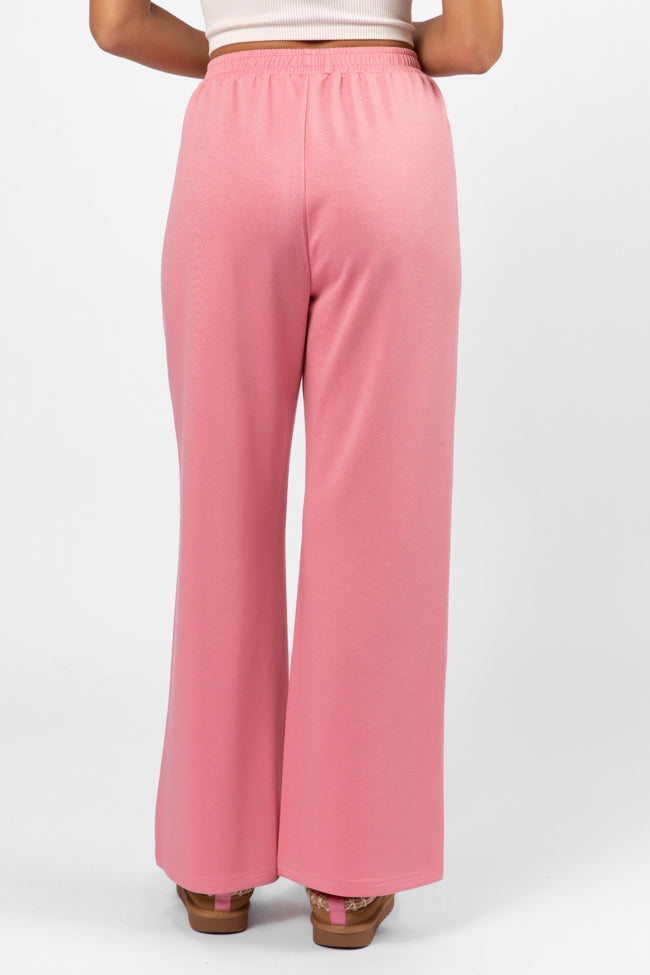 Let's Just Stay Pink Knit Wide Leg Pants