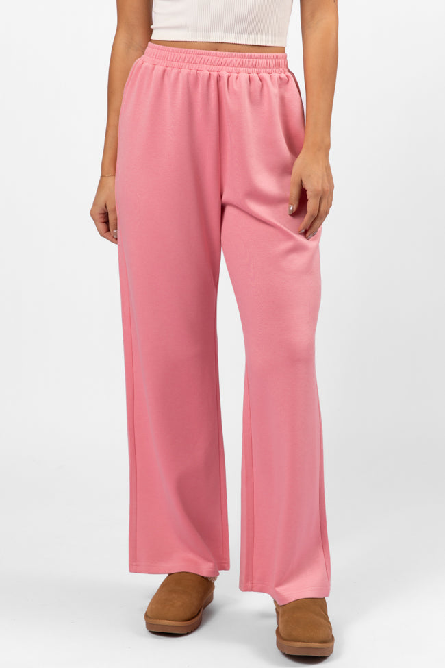 Let's Just Stay Pink Knit Wide Leg Pants