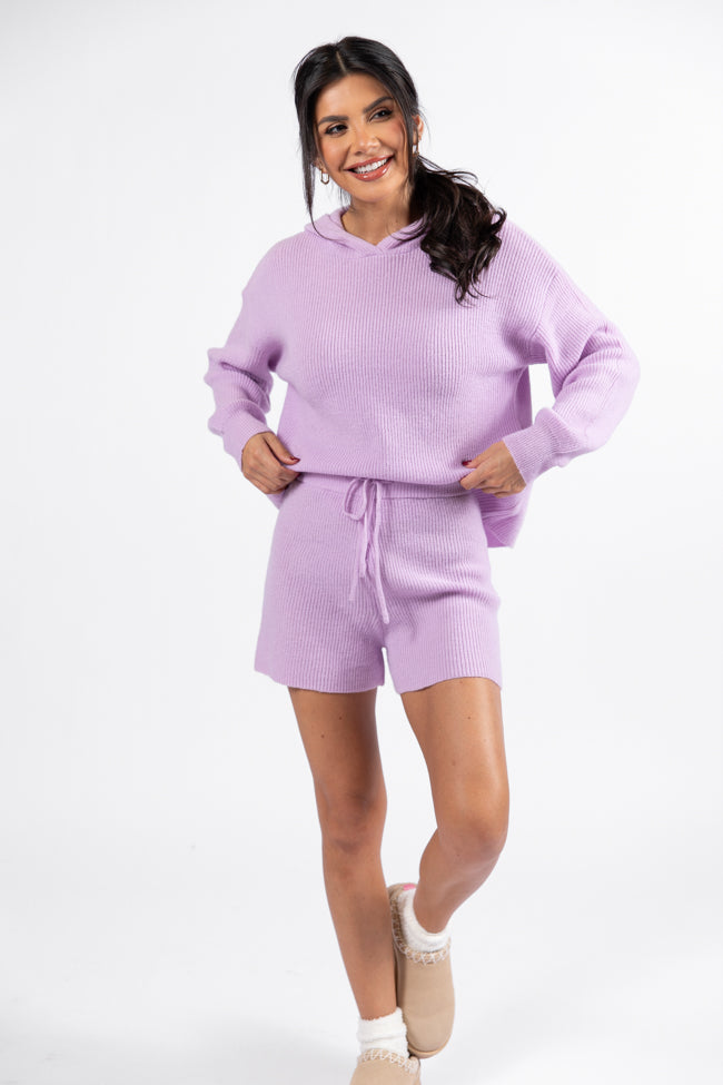 Cloud Chaser Lilac Sweater Knit Shorts DOORBUSTER