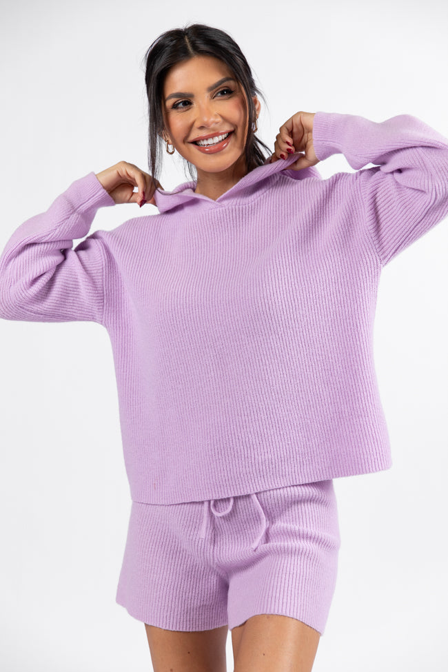 Cloud Chaser Lilac Sweater Knit Hoodie DOORBUSTER