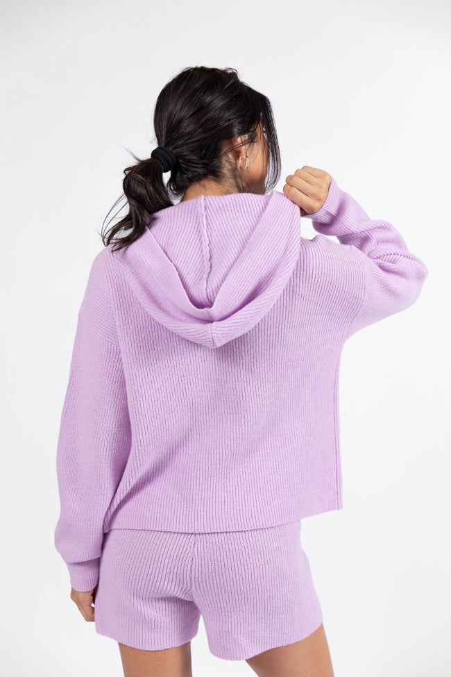 Cloud Chaser Lilac Sweater Knit Hoodie DOORBUSTER