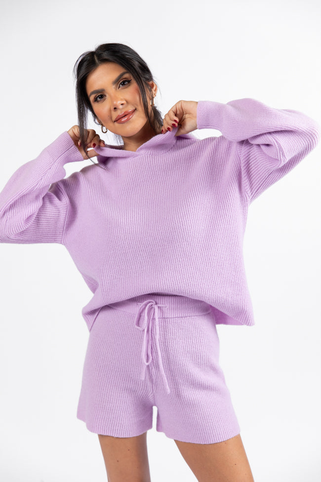 Cloud Chaser Lilac Sweater Knit Hoodie DOORBUSTER