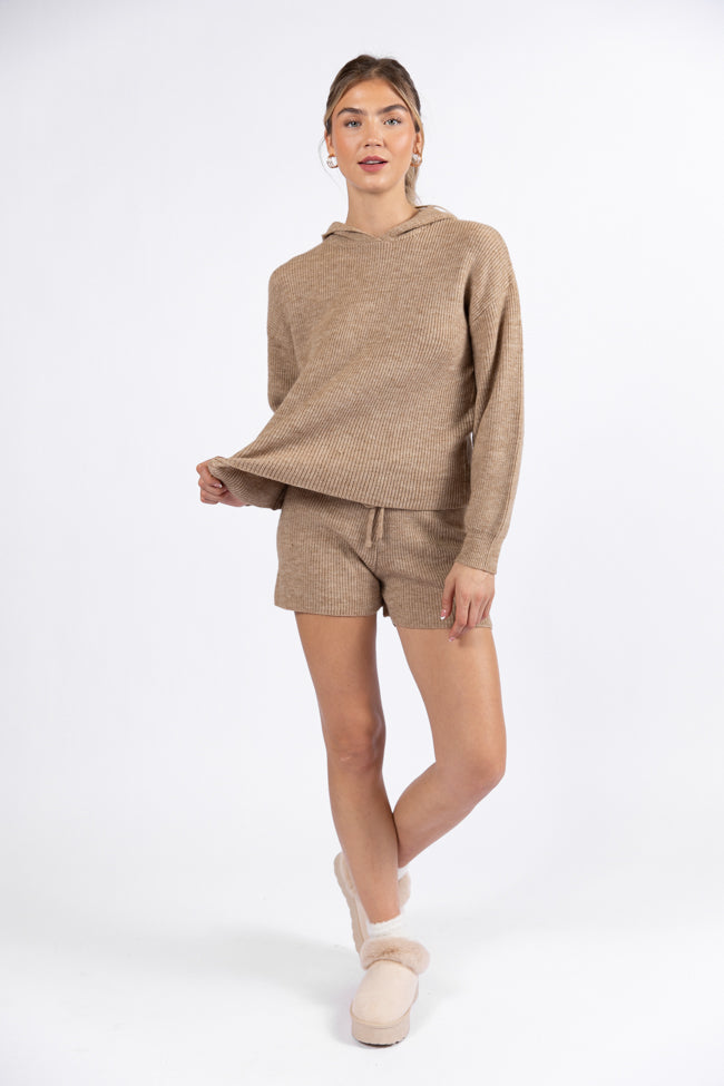 Cloud Chaser Mocha Sweater Knit Hoodie DOORBUSTER