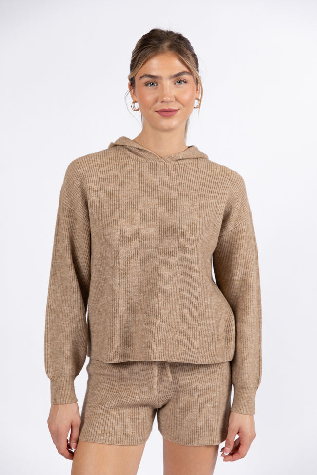 Cloud Chaser Mocha Sweater Knit Hoodie DOORBUSTER