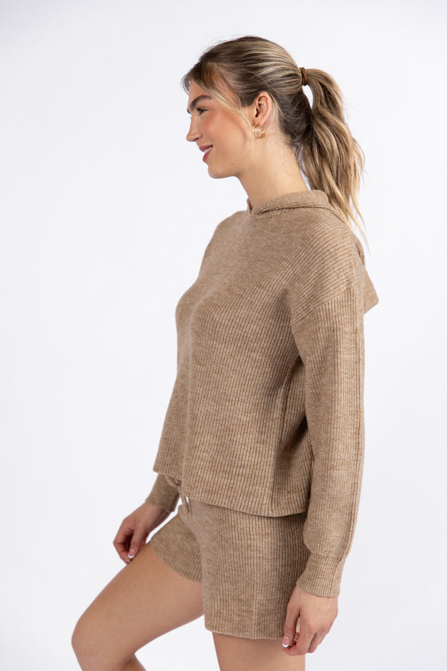 Cloud Chaser Mocha Sweater Knit Hoodie DOORBUSTER