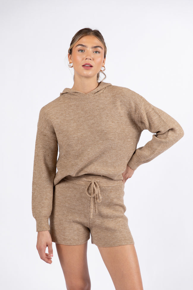 Cloud Chaser Mocha Sweater Knit Hoodie DOORBUSTER