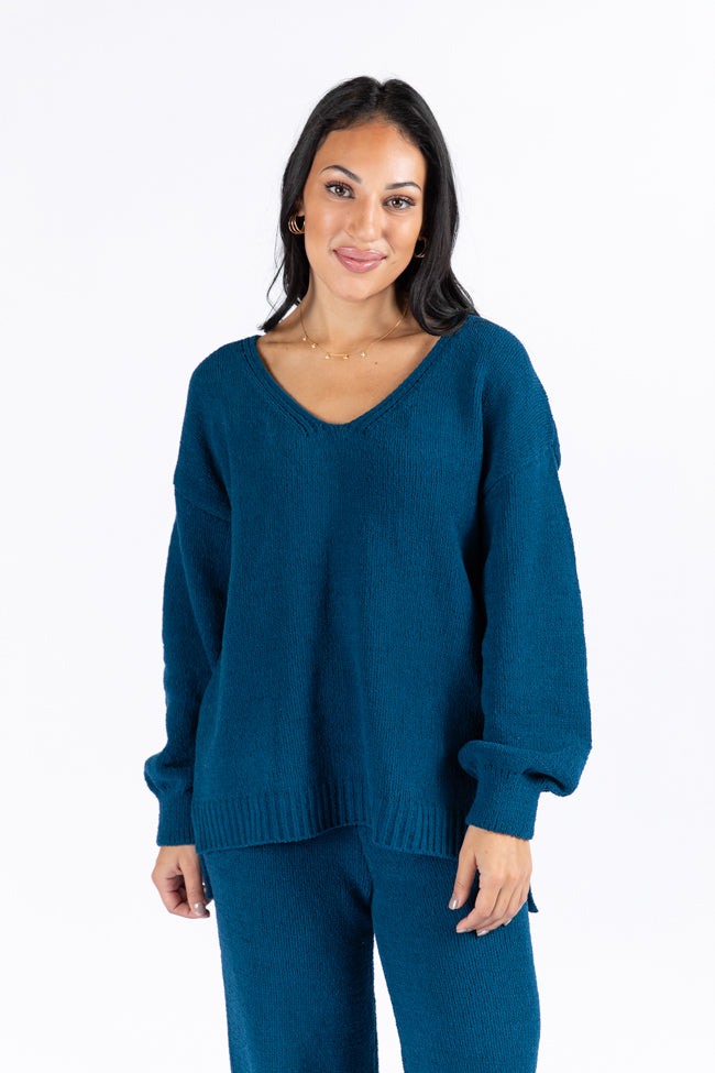 Cozy For Keeps Navy V-Neck Sweater DOORBUSTER