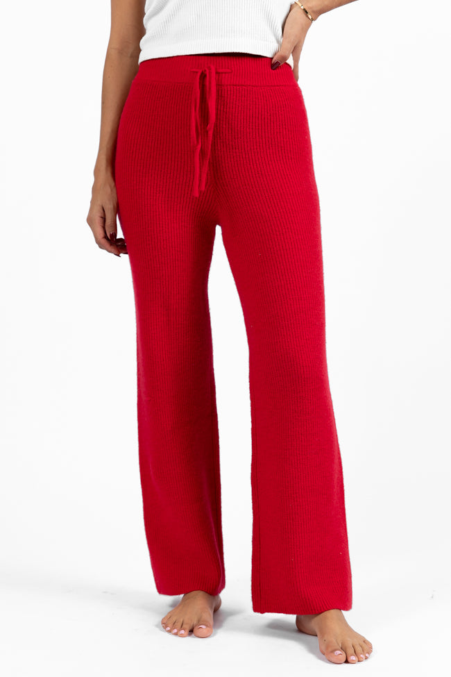 Cloud Chaser Red Sweater Knit Pants