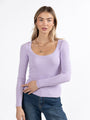 Make Your Choice Lilac Ribbed Scoop Neck Long Sleeve Tee