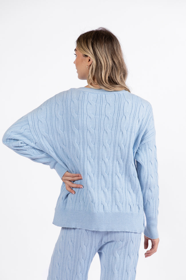 Forever Winter Light Blue Cable Knit Sweater Lounge Top DOORBUSTER