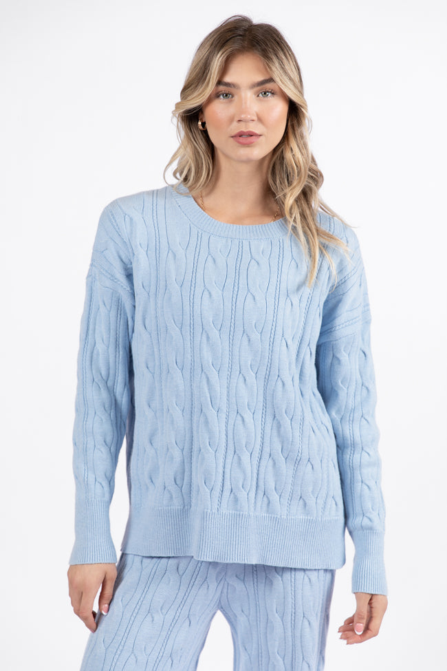 Forever Winter Light Blue Cable Knit Sweater Lounge Top DOORBUSTER