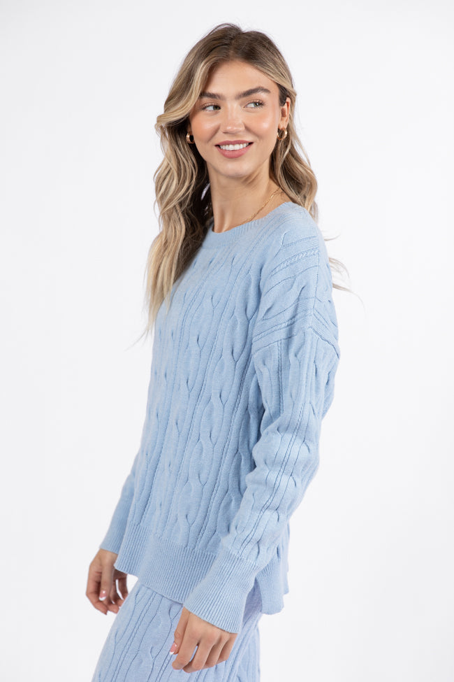 Forever Winter Light Blue Cable Knit Sweater Lounge Top DOORBUSTER