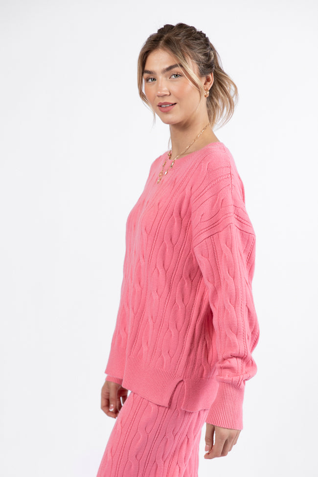 Forever Winter Rose Cable Knit Sweater Lounge Top DOORBUSTER