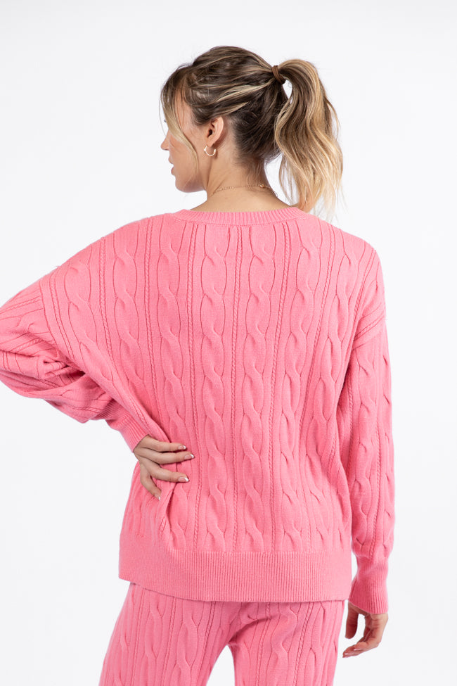 Forever Winter Rose Cable Knit Sweater Lounge Top DOORBUSTER