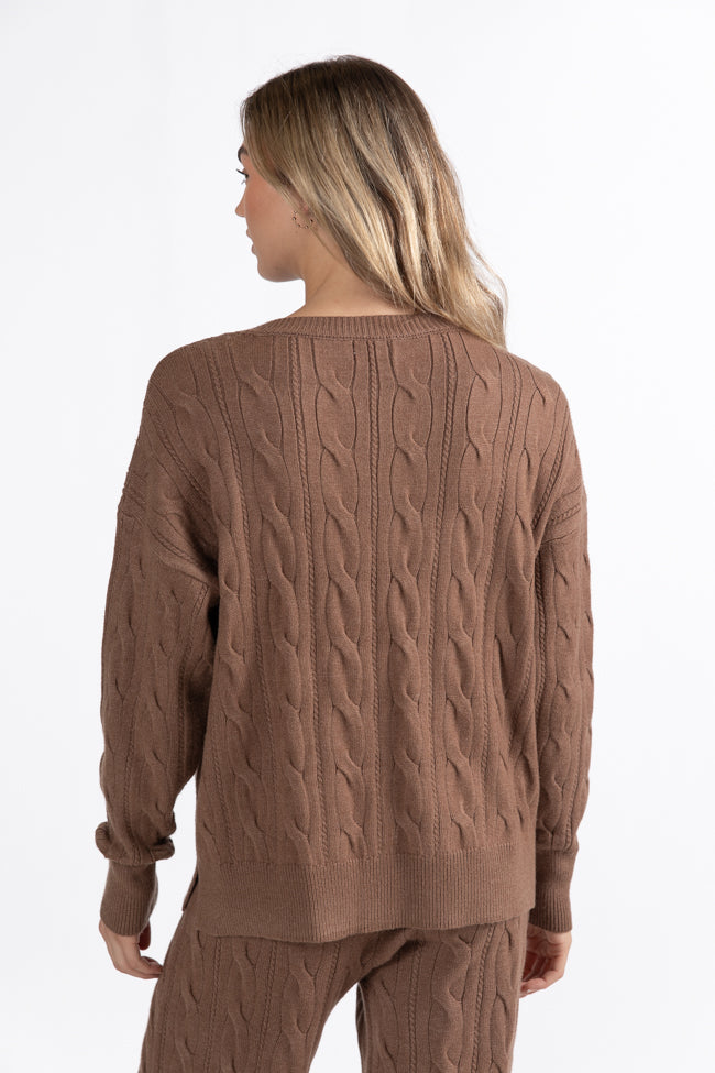 Forever Winter Mocha Cable Knit Sweater Lounge Top  DOORBUSTER