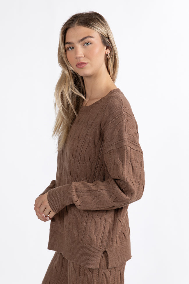 Forever Winter Mocha Cable Knit Sweater Lounge Top  DOORBUSTER