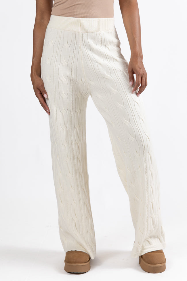Forever Winter Ivory Cable Knit Sweater Lounge Pants Macy Blackwell X Pink Lily