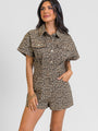 Wild As You Leopard Button Up Short Sleeve Romper