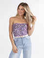 Another Try Purple Multi Strapless Sequin Top