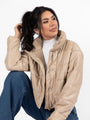 Things Take Time Khaki Faux Leather Puffer Jacket DOORBUSTER- Coming Soon