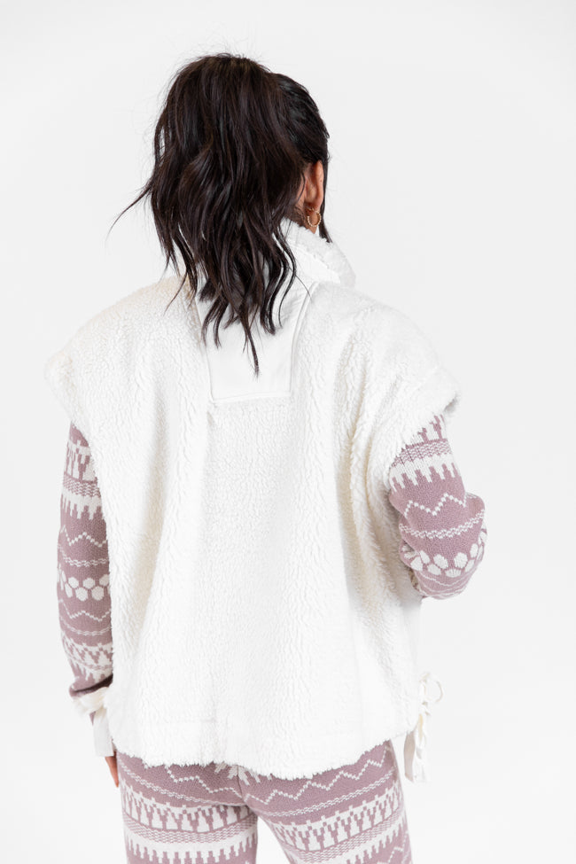 Feel It All White Oversized Sherpa Vest