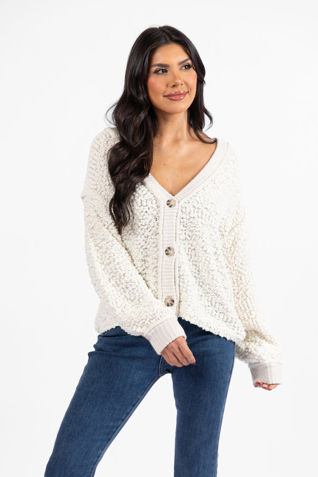 Breath Of Fresh Air Cream Textured Cardigan DOORBUSTER