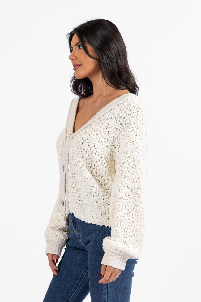 Breath Of Fresh Air Cream Textured Cardigan DOORBUSTER