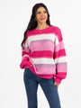 Everything Nice Pink Multi Striped Crew Neck Sweater DOORBUSTER