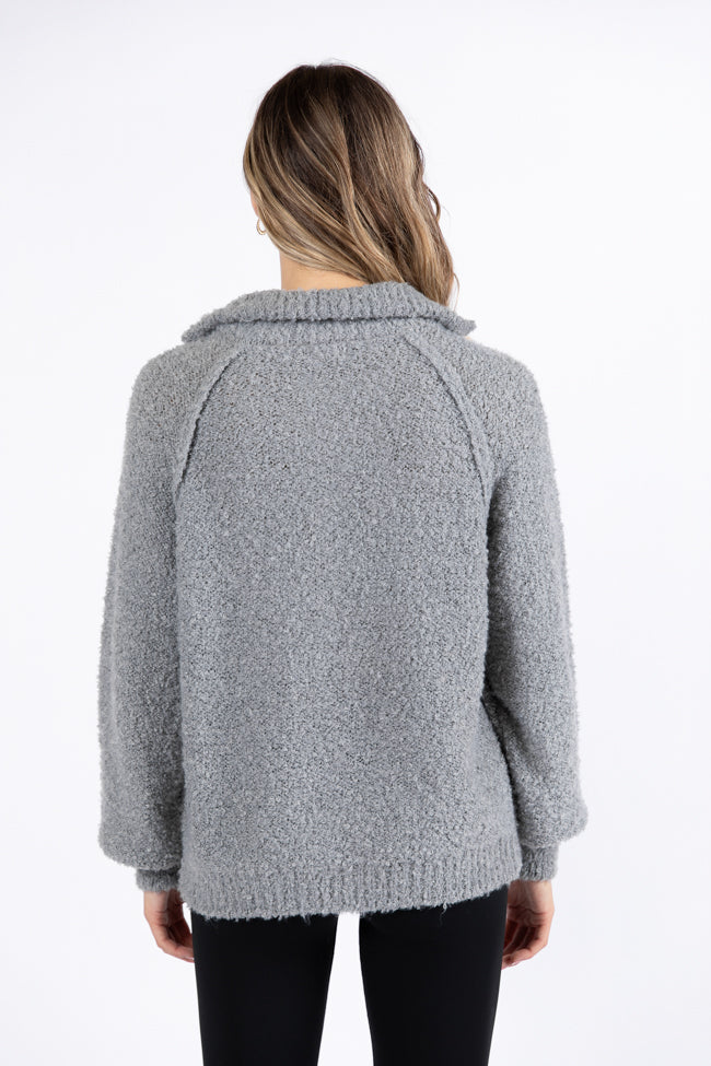 Signature Move Grey Fuzzy Quarter Zip Pullover DOORBUSTER