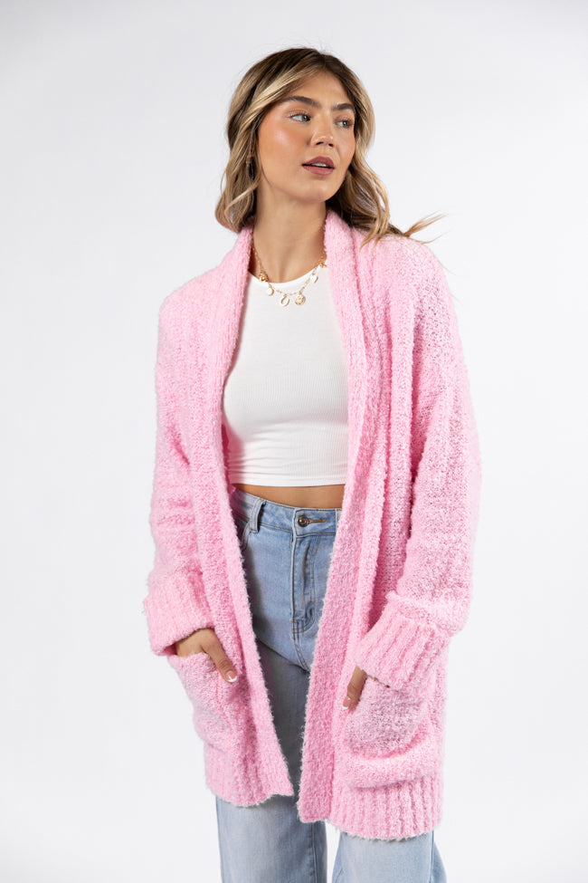 All Time Fav Pink Fuzzy Cardigan DOORBUSTER