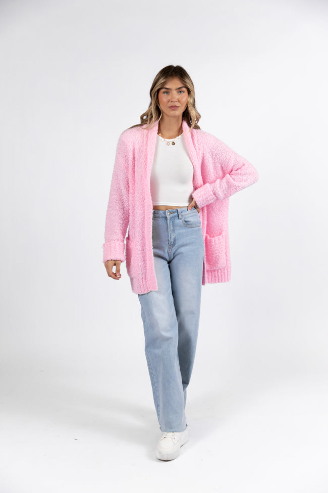 All Time Fav Pink Fuzzy Cardigan DOORBUSTER