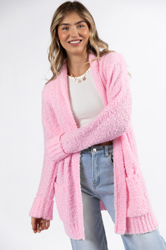 All Time Fav Pink Fuzzy Cardigan DOORBUSTER