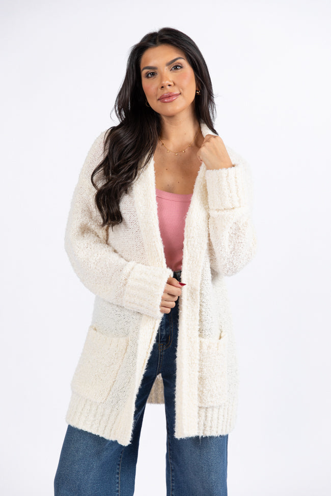 All Time Fav Cream Fuzzy Cardigan DOORBUSTER