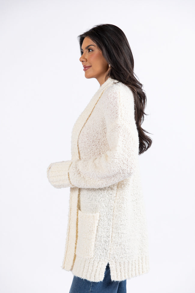 All Time Fav Cream Fuzzy Cardigan DOORBUSTER