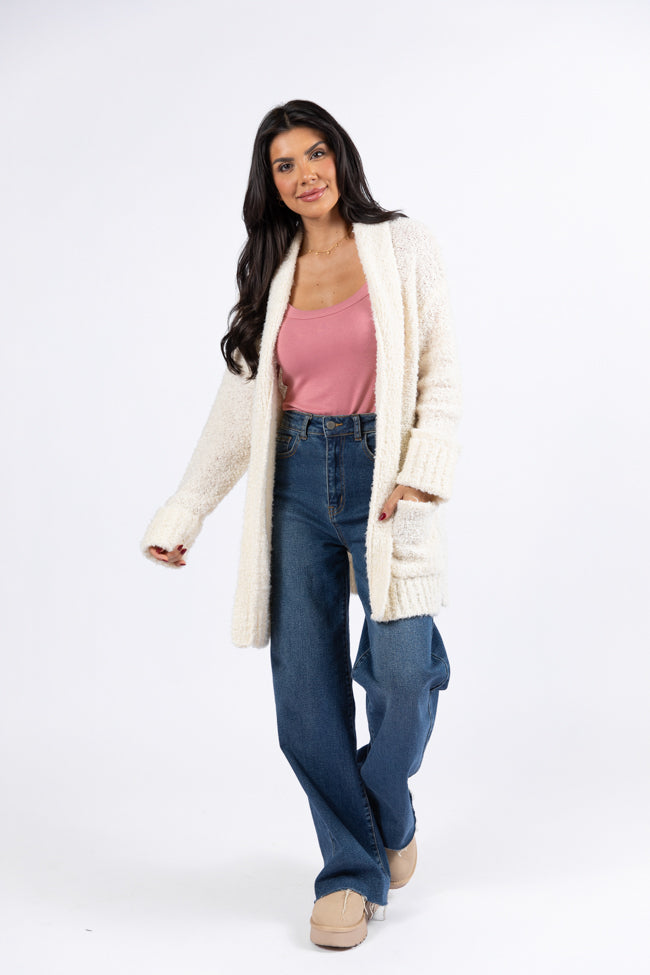 All Time Fav Cream Fuzzy Cardigan DOORBUSTER