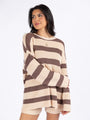 Sign Of The Times Brown and Tan Striped Sweater Set DOORBUSTER