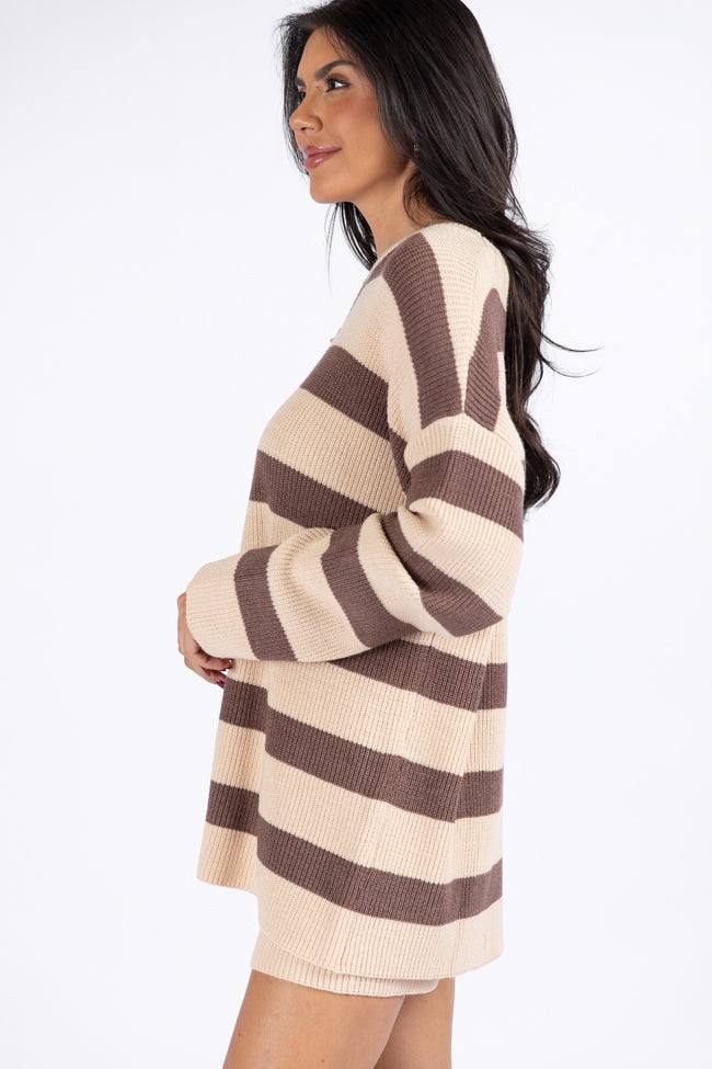 Sign Of The Times Brown and Tan Striped Sweater Set DOORBUSTER