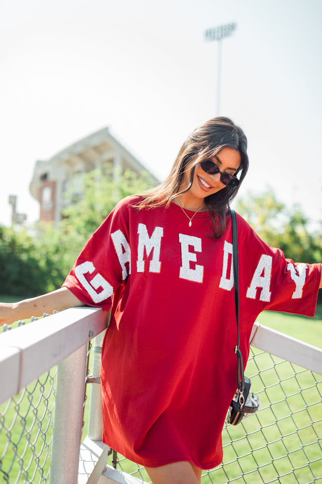 First In Line Crimson Gameday Sequin Dress