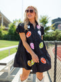 Under Stadium Lights Black Multi Color Patch Football Dress