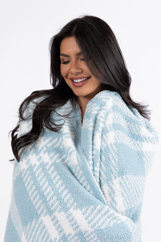 Make Me Believe Blue and Cream Plaid Blanket  DOORBUSTER