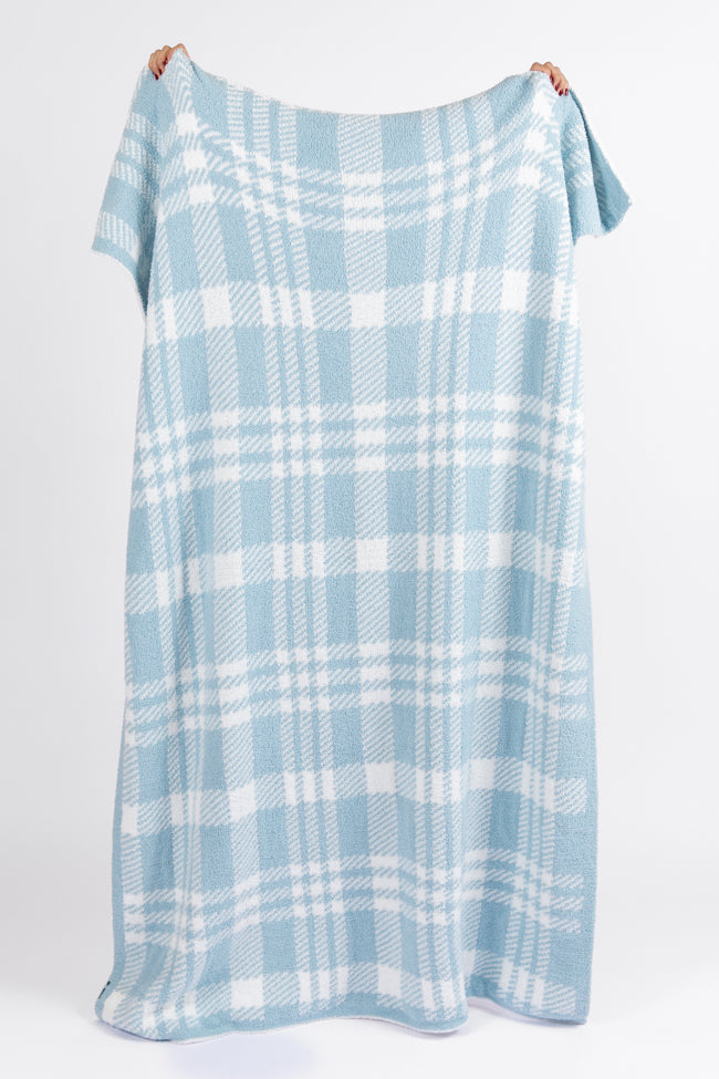 Make Me Believe Blue and Cream Plaid Blanket  DOORBUSTER