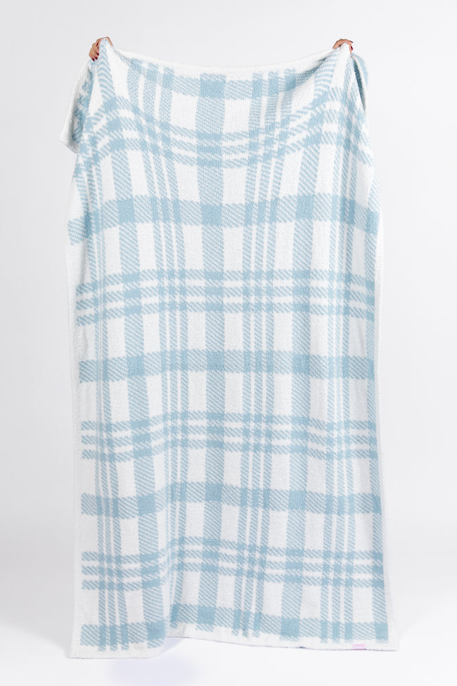 Make Me Believe Blue and Cream Plaid Blanket  DOORBUSTER