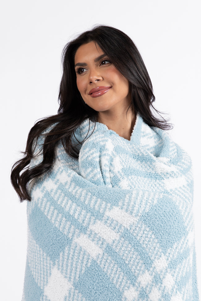 Make Me Believe Blue and Cream Plaid Blanket  DOORBUSTER