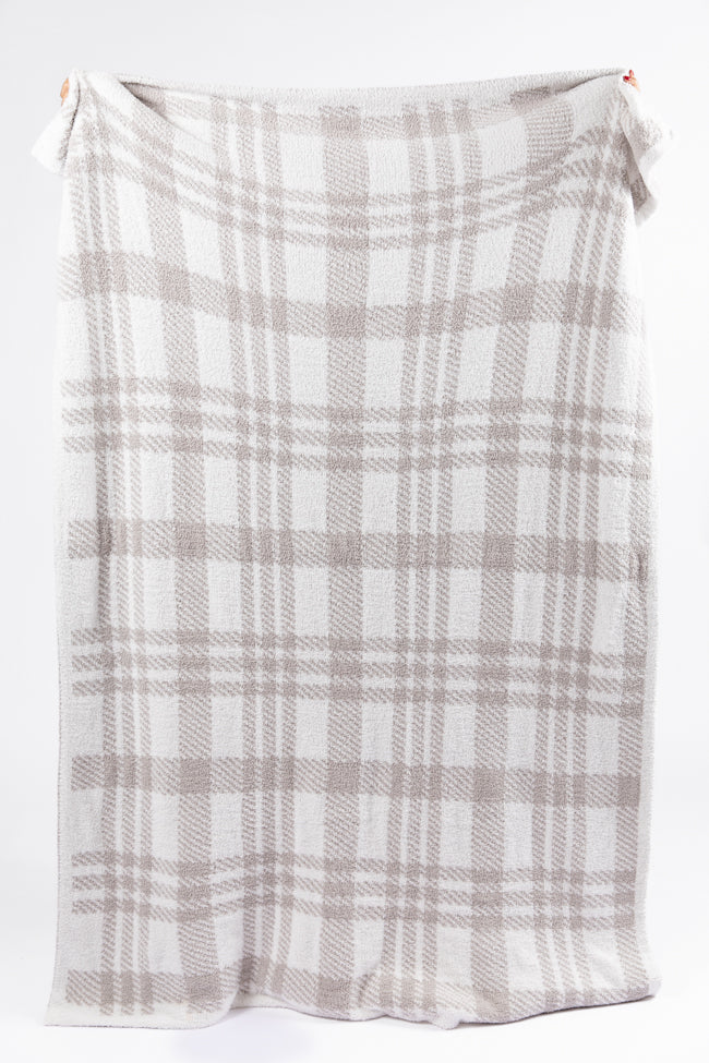 Make Me Believe Grey and Cream Plaid Blanket DOORBUSTER