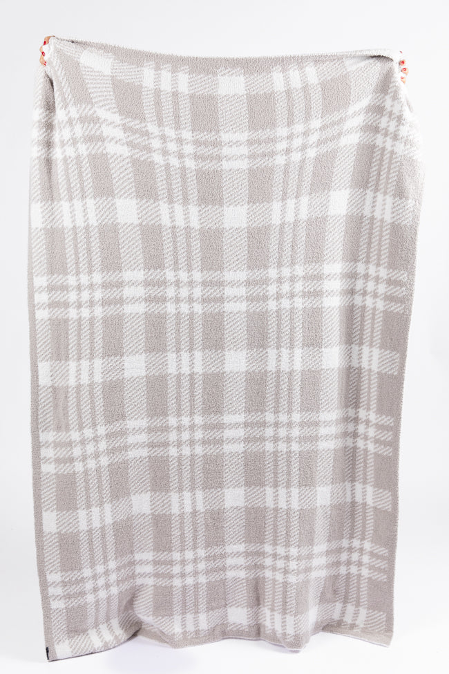 Make Me Believe Grey and Cream Plaid Blanket DOORBUSTER