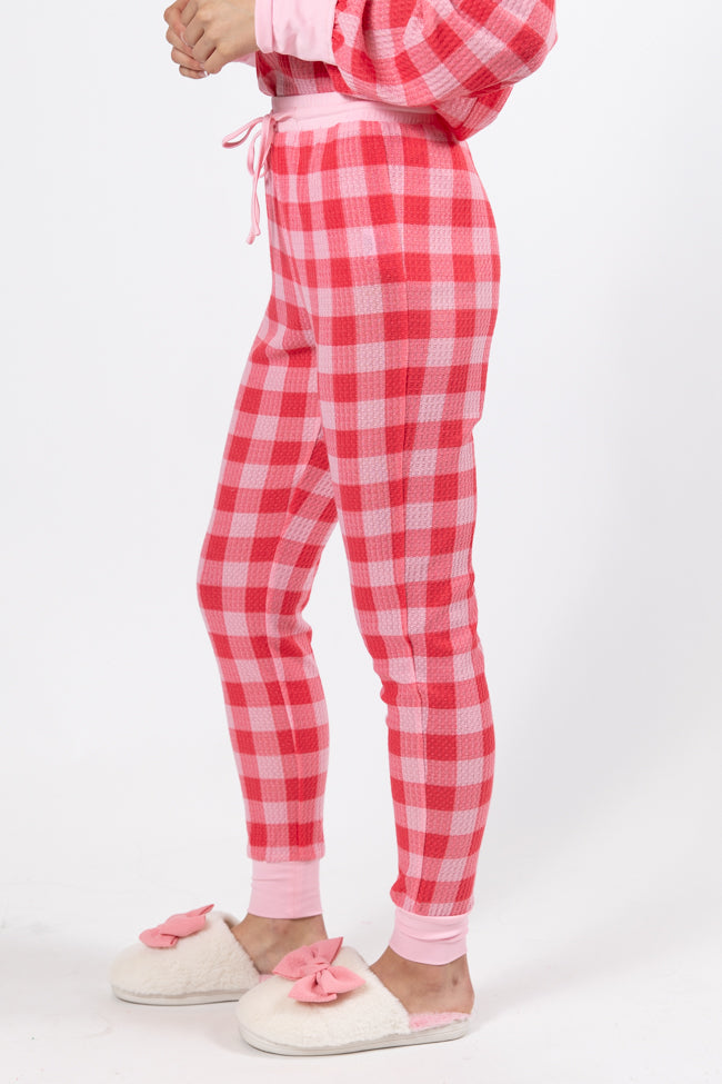 Outshine The Rest Pink Plaid Lounge Joggers