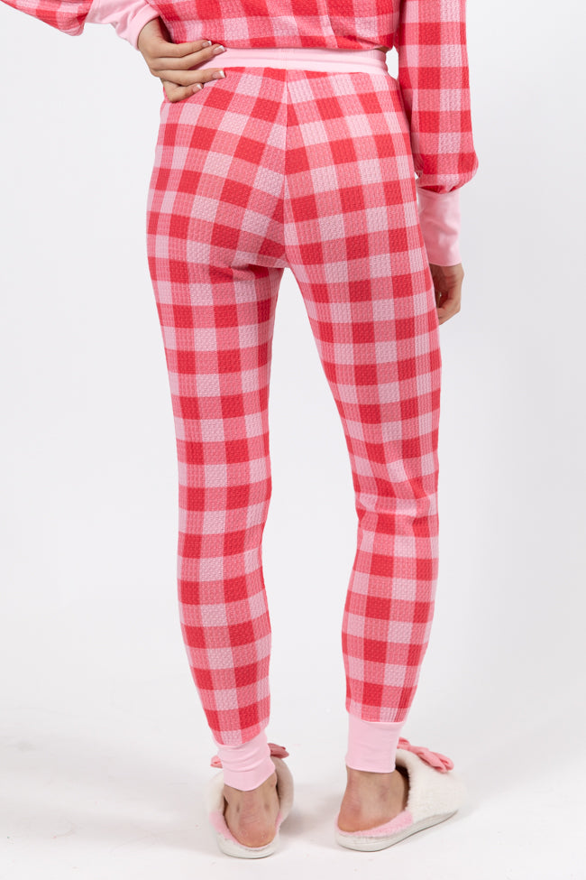 Outshine The Rest Pink Plaid Lounge Joggers