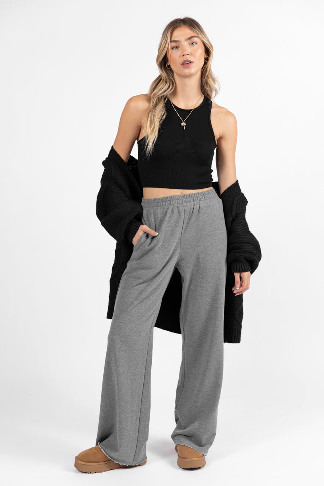 Before You Go Grey Wide Leg Sweatpants DOORBUSTER